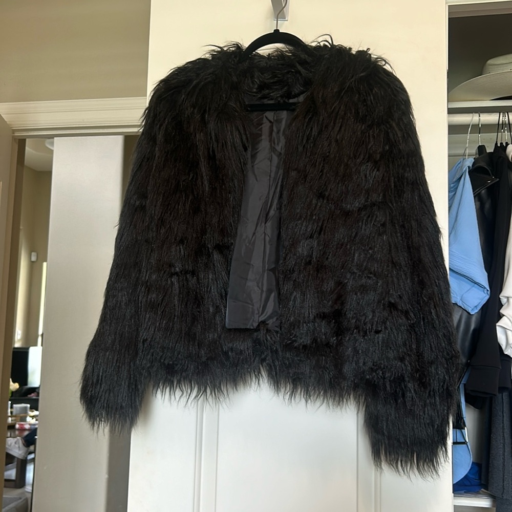 Furry black jacket! Super warm for winter